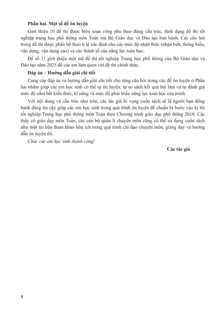 HƯỚNG DẪN ÔN THI TỐT NGHIỆP THPT MÔN TOÁN (Năm học: 2025 - 2026)